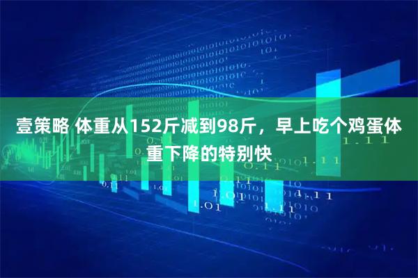 壹策略 体重从152斤减到98斤，早上吃个鸡蛋体重下降的特别快
